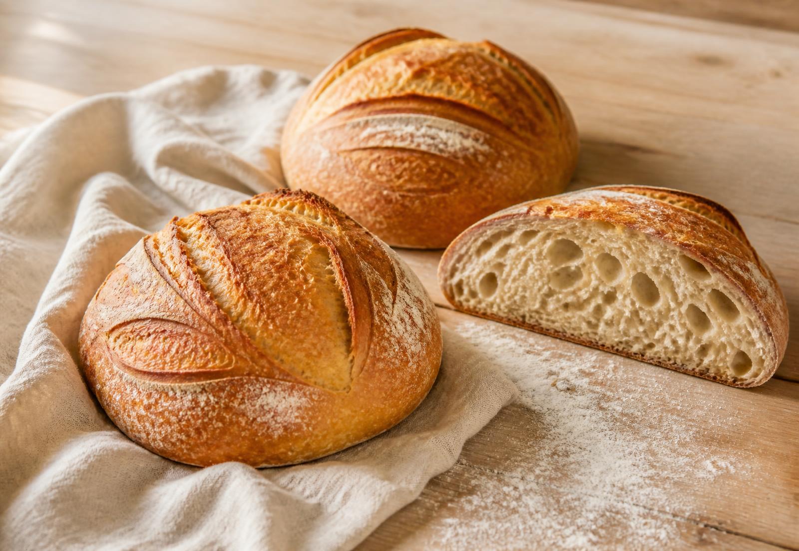 Naturally leavened sourdough boule